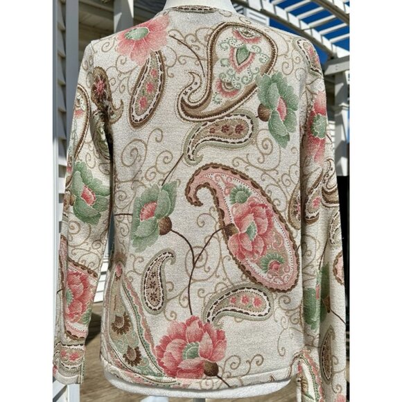 ALFRED DUNNER Pullover Sweater Petite Lg Pastel Fairycore Y2K Paisley Sparkle - Picture 3 of 10